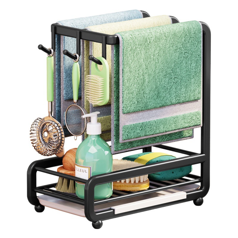 Cocina estante de trapo fregadero de almacenamiento estante encimera del hogar colgante de pared plato de almacenamiento estante de tela estante de drenaje de toallas al por mayor