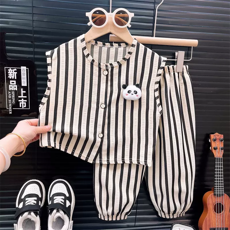 【小熊玩偶】夏季新款童装儿童韩版背心宝宝春季衣服居家服厂批发
