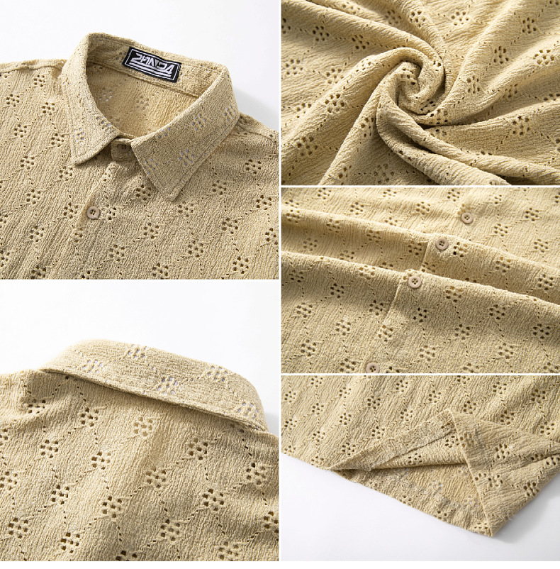 Herren Jacquard Hemd Mit Kurzem Arm Für Den Sommer_voghion.com