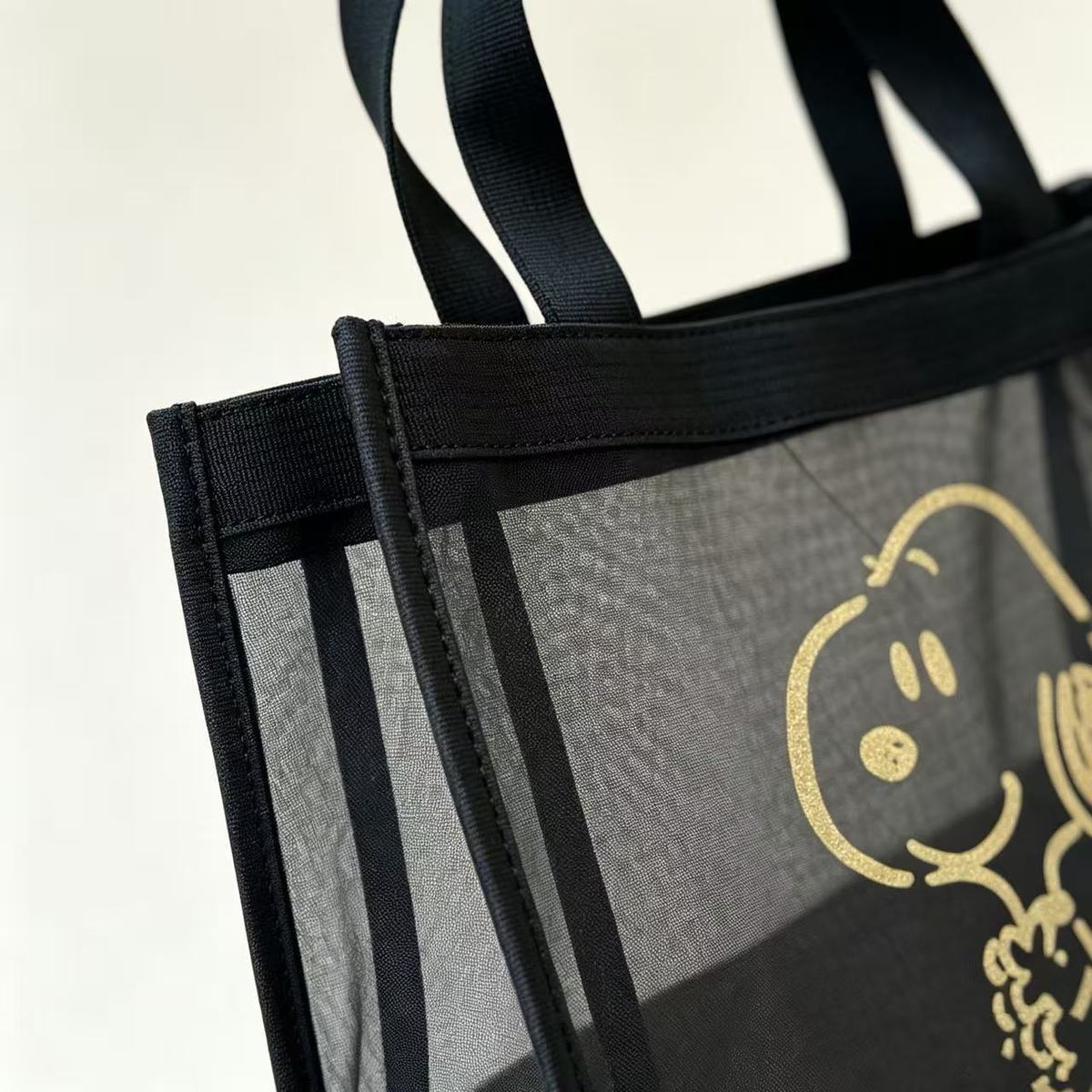 Snoopy Ağ Kumaş Taşınabilir Büyük Kapasiteli Şeffaf Ağ Basit Tasarım Günlük Çıkışlar Alışveriş Eşyaları İçin