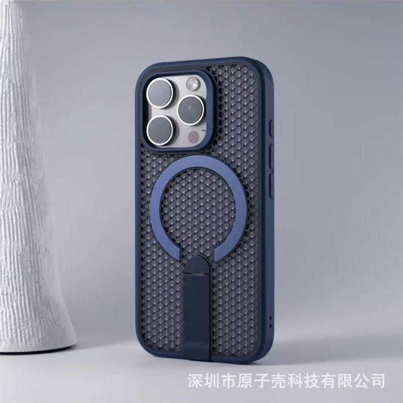 夏のハニカム冷却 iPhone17 磁気電話ケース Apple 16 クリエイティブ垂直磁気スタンド PC ケースに適しています|undefined