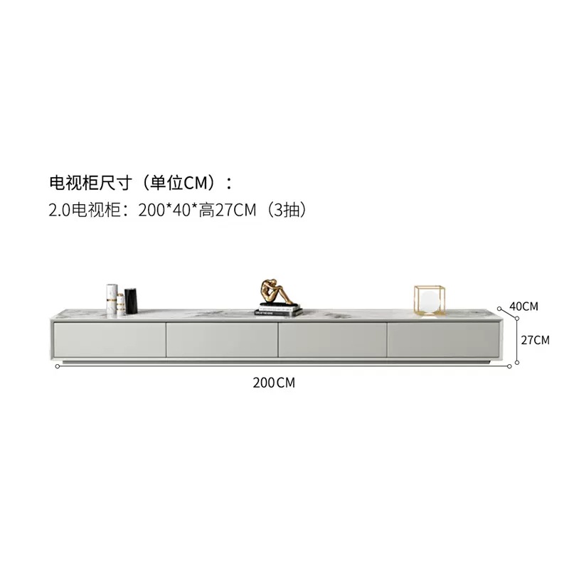 Juego de mesa de centro y mueble para TV de pizarra para apartamentos pequeños, sala de estar moderna minimalista, nuevo modelo de mueble de suelo minimalista de estilo italiano. image 7