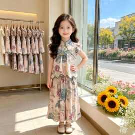 女童新中式套装夏季2026新款儿童洋气国风女孩花卉两件套时尚夏装