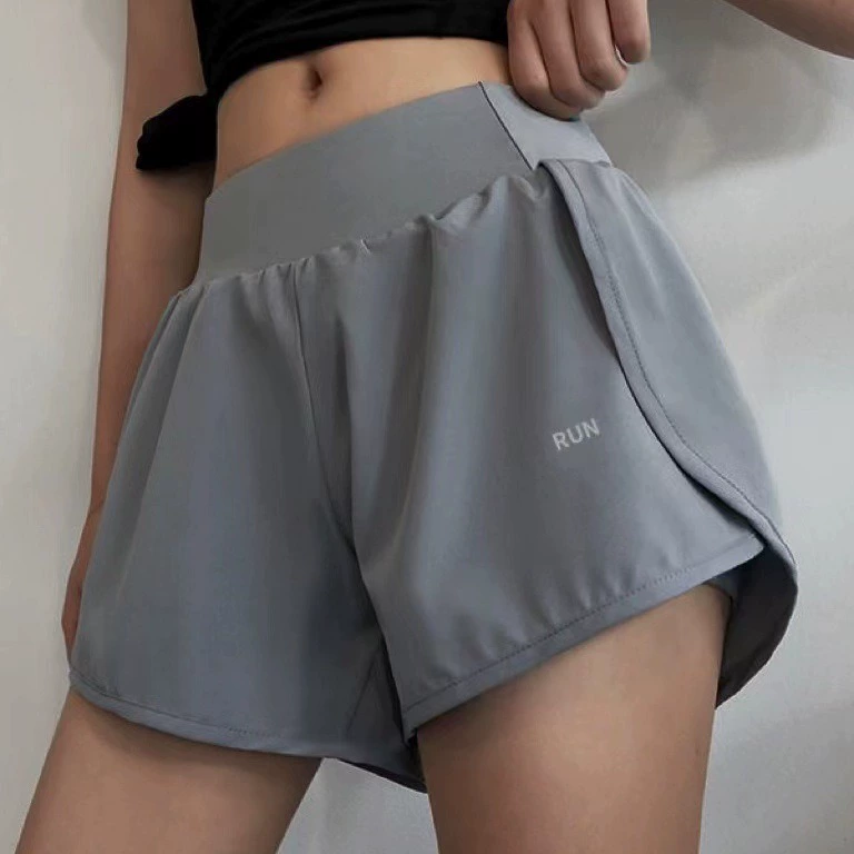 Спортивные шорты женские поддельные две антидот-гусиные шорты фитнес-шорты для йоги с высокой талией, тонкие беговые шорты Летние дамы