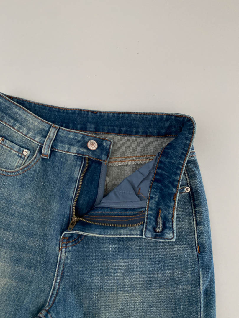 GAGD retro blue four-sided elastic slim nine-inch jeans for women, Korean style, high-waisted, slimming, slightly flared jeans pic 21