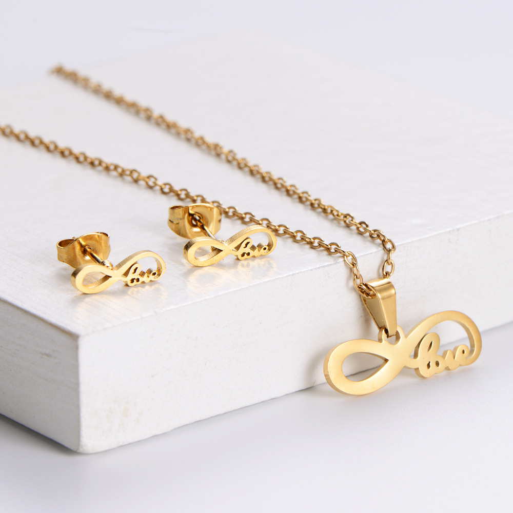 Simple Bow Clavicle Chain Earrings Set Wholesale Nihaojewelry
