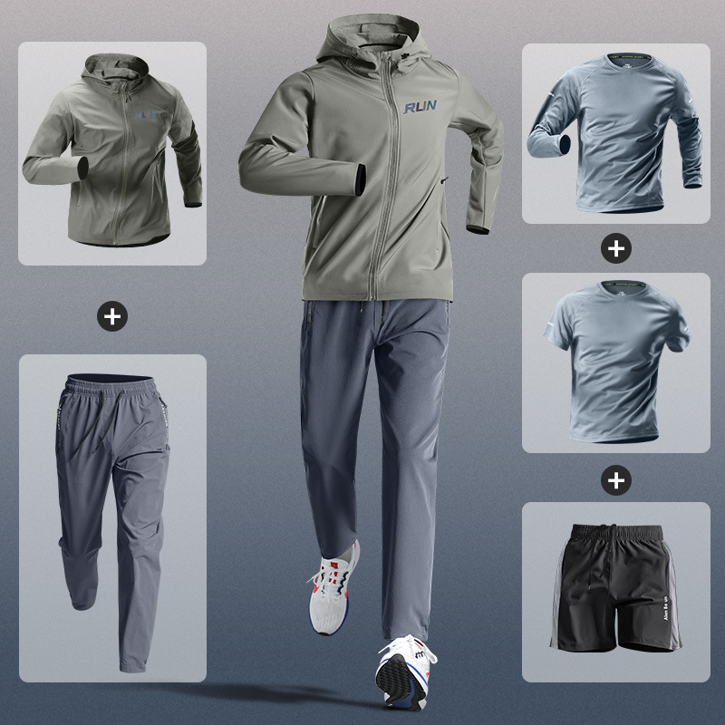 Trajes deportivos de primavera y otoño para hombres, ropa de ejercicio para correr por la mañana, ropa de entrenamiento de primavera deportiva, ropa de entrenamiento para montar
