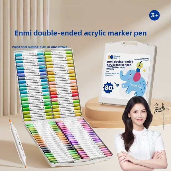 Enmi double head acrylic marker pen children opaque acrylic pen waterproof painting diy watercolor pen 48 color brush