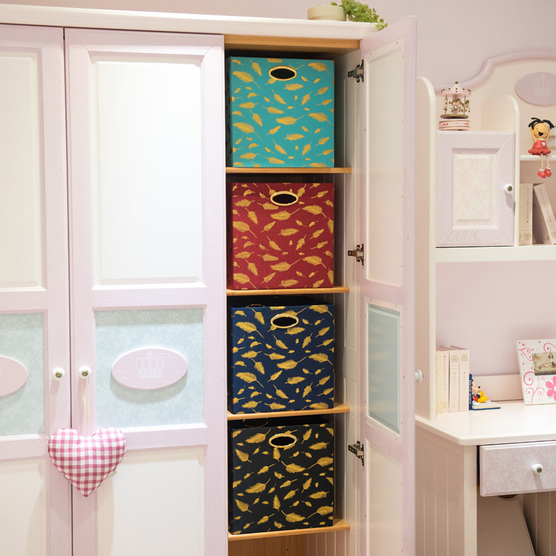 亚马逊布艺收纳箱叠加翻盖式透明鞋盒床底收纳玩具衣服收纳整理箱