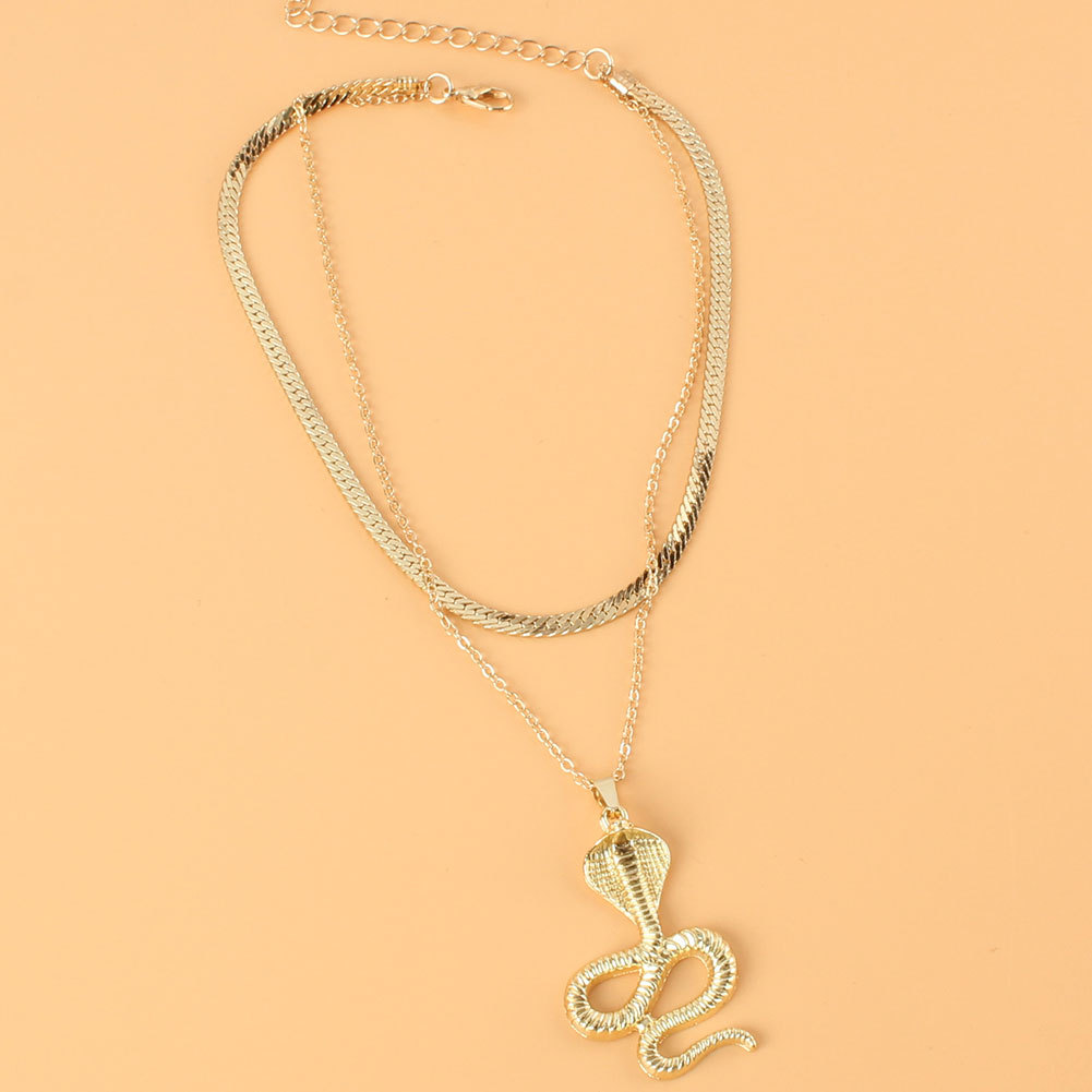 Fashion Snake-shaped Double-layer Alloy Necklace Wholesale display picture 4