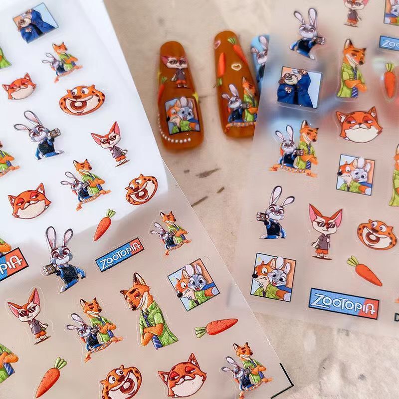 Cartoon Anime Fox Nick Judy Rabbit Embossed Nail Art Stickers Zootopia Mobile Phone Camera Nail DIY Cartoon Anime Fox Nick Judy Rabbit Embossed Nail Art Stickers Zootopia Mobile Phone Camera Nail DIY