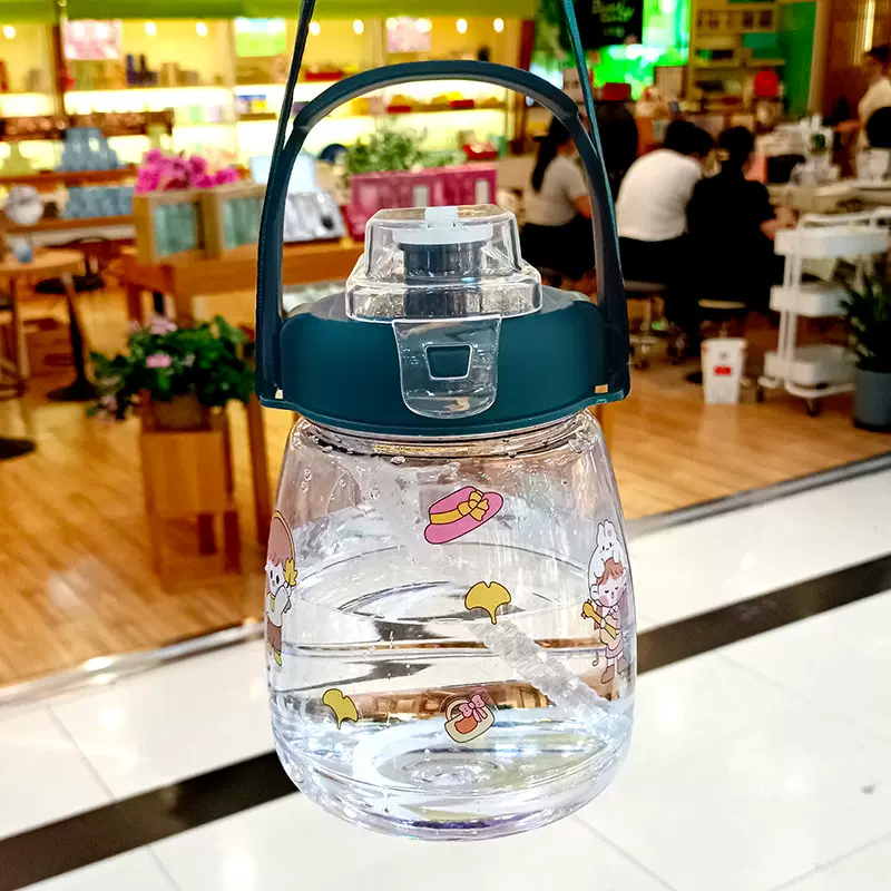 学生大肚杯女生高颜值吸管杯定制大肚水杯可爱塑料杯大容量杯子夏