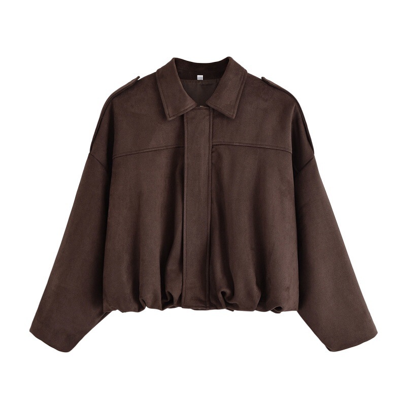 Cross-Border Export European and American Style 2025 Autumn and Winter New Imitation Suede Effect Bomber Jacket Retro Versatile