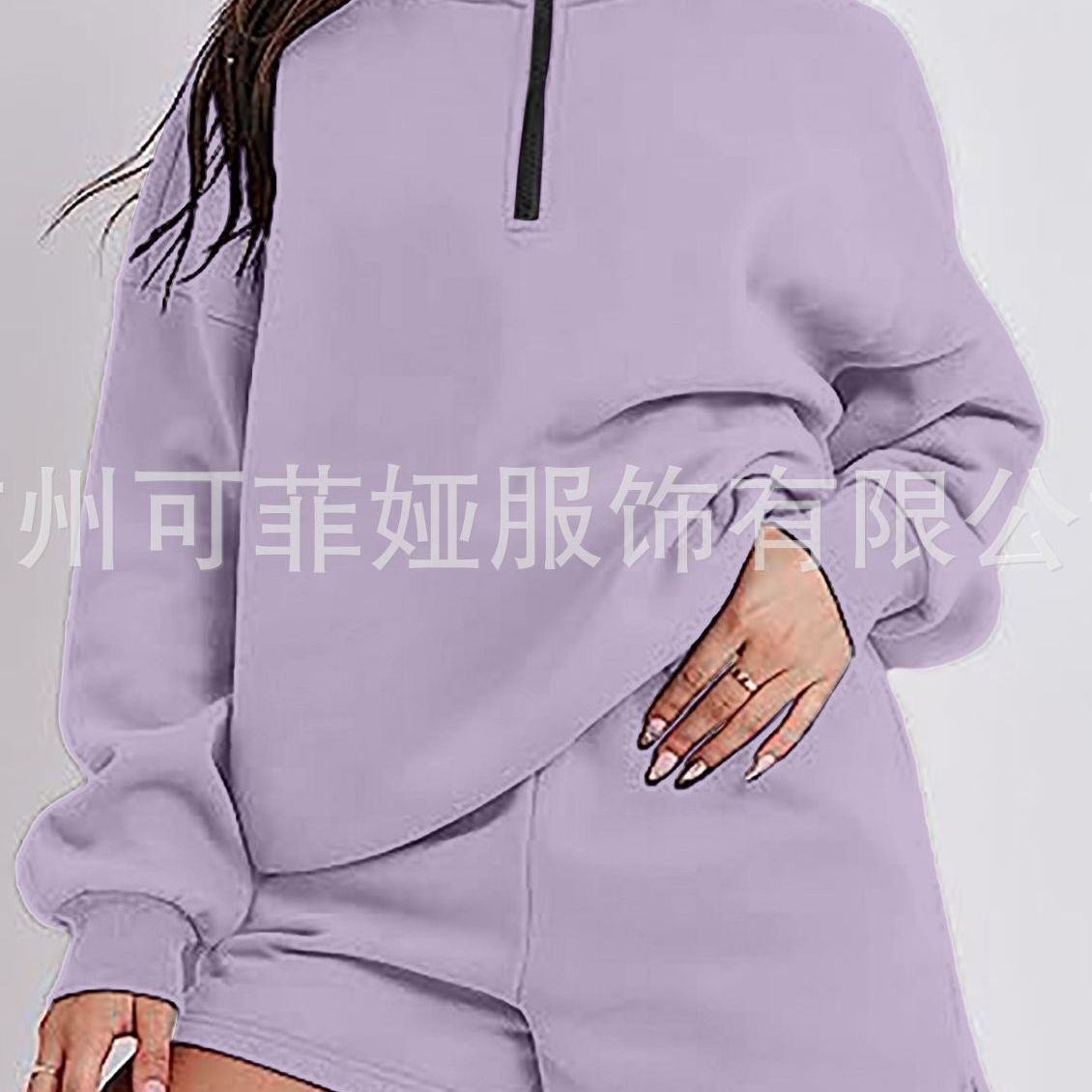 23 transfronteriza otoño nuevo desgaste del hogar traje pullover cuello abierto de manga larga cómodo pijama casual corto traje deportivo de las mujeres