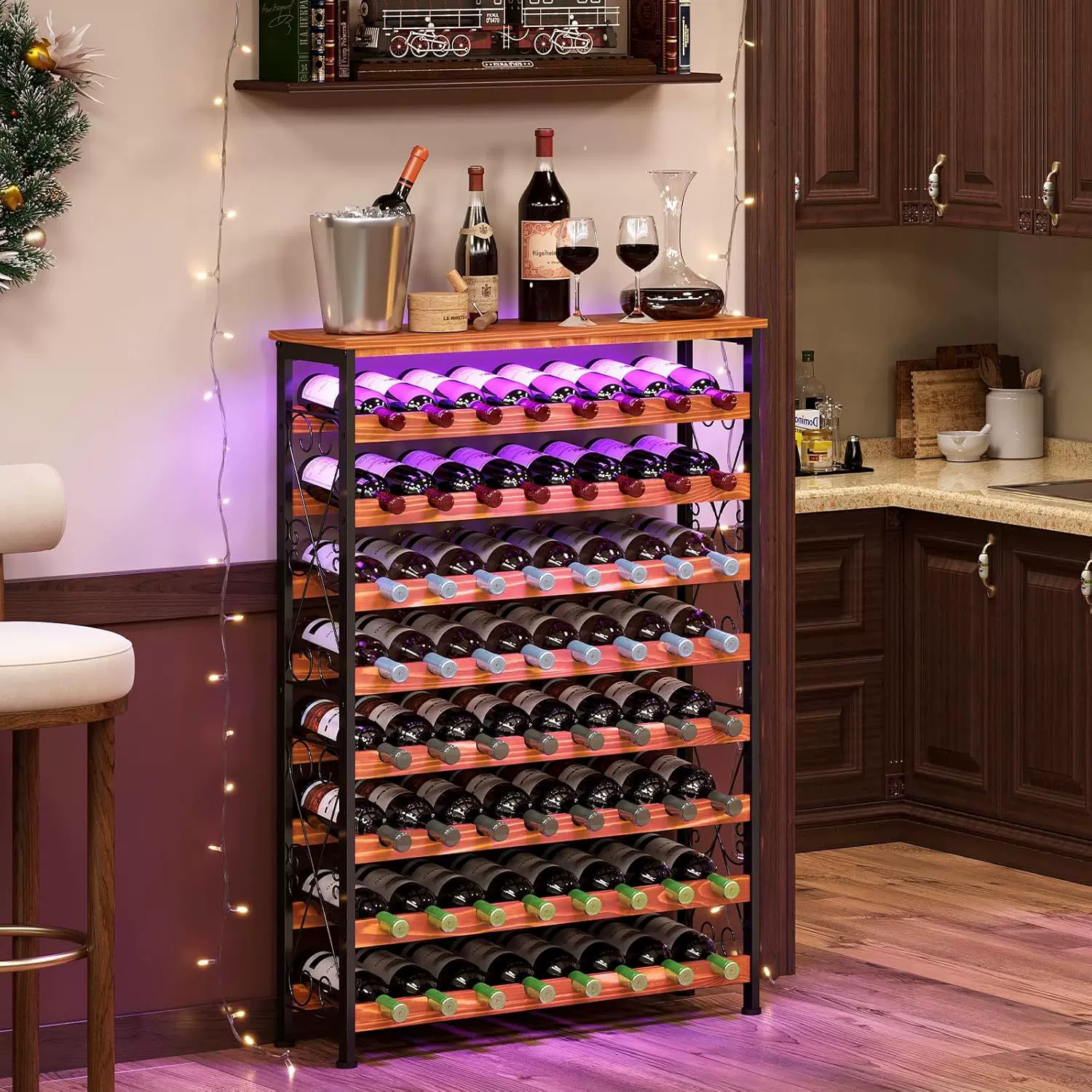 64瓶立式红酒架配二合一LED照明灯酒架葡萄酒架酒瓶架酒类储藏架