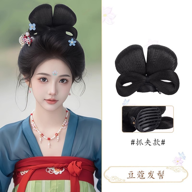 古风汉服假发一体式全套头饰古装唐风抓夹发髻懒人盘发垫发包造型|undefined