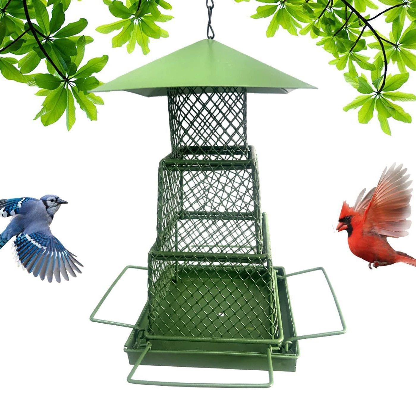 Amazon Горячая распродажа металлический кормушка для птиц анти-белок трансграничный новый телескопический металлический кормушка для птиц на открытом воздухе кованого искусства