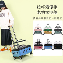 跨境猫猫拉杆箱外出猫包狗狗透明宠物包新款便携托运航空箱批发