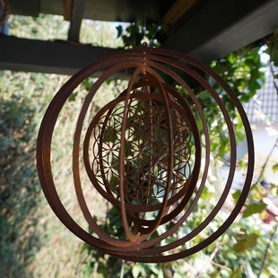 Creative Metal Wind Chime Stereo Foldableable Outdoor Decorative Pendant Retro Rusty Round Garden Rotating Ornament