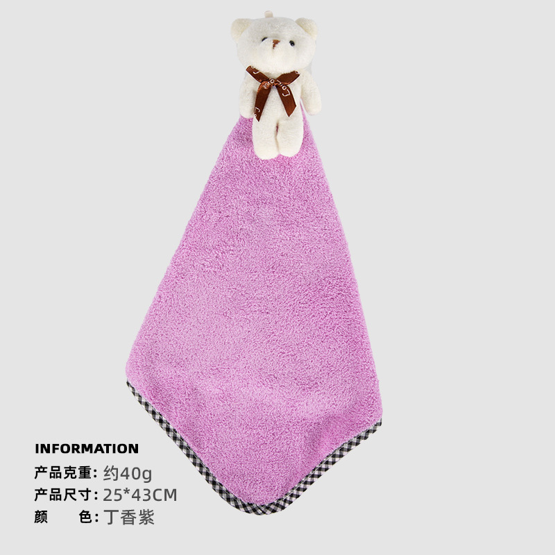 Oso creativo toalla de mano cocina engrosada absorbente colgando toalla de mano Toalla de terciopelo de coral toalla de mano al por mayor