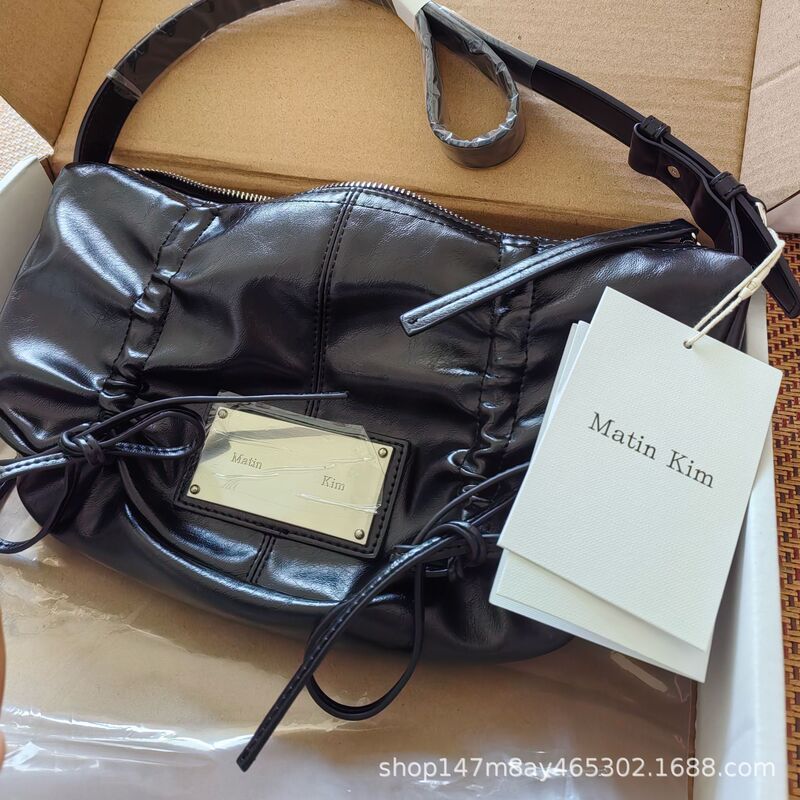 Counter Quality Korean Niche Designer Brand Matin Kim Pleated Lace-Up Single Shoulder Armpit Bag for Women
