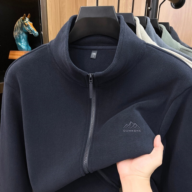 Men's double-sided fleece-lined thickened sweatshirt, 2026 autumn/winter new collection, high-quality stand-up collar, zip-up, casual, and warm outerwear