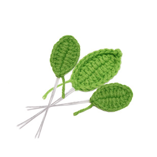 Manufacturer's Hand-Crocheted Small Leaf Tulip Artificial Flower Accessories Green Leaf Woven Wool Flower Leaf Finished Product