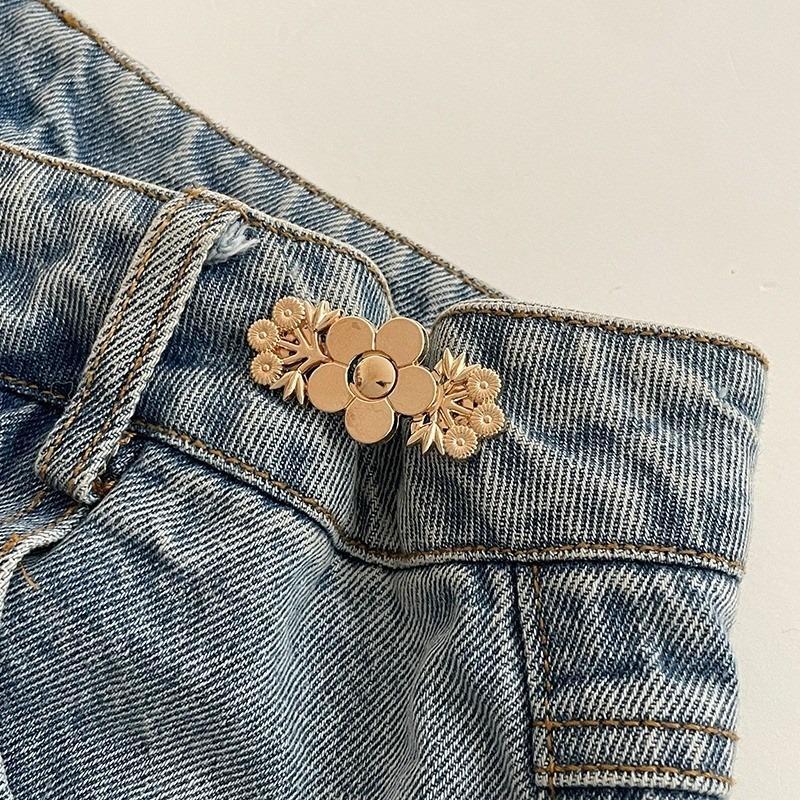 Sin perforación, hebilla de cintura, ajuste de cintura, pantalones, pantalones de mezclilla, cambio grande, hebilla de ajuste elástica pequeña, hebilla de cinturón invisible