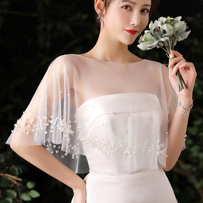 Boda nupcial chal boda hecho a mano perla flotante hilo manto boda estudio foto registro foto accesorios mujer