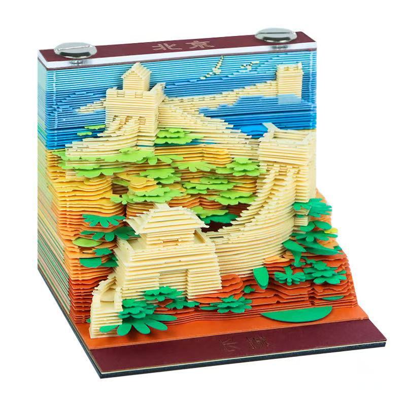 跨境新款3d立体便签纸雕创意模型超级圣诞日历周历便利本桌面摆件|undefined