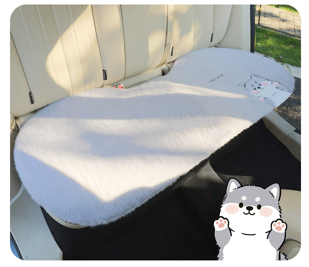 Winter plush car seat cushions, featuring cartoon embroidery, are high-end car interior accessories and car seat cushions available for drop shipping