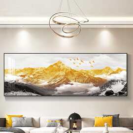 背有靠山 客厅装饰画现代轻奢横版大幅办公室壁画沙发背景墙挂画