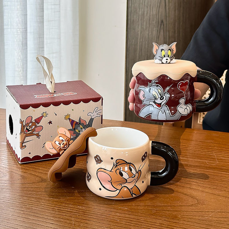 Taza de Cerámica con Tapa, Cerámica, Resistente a Altas Temperaturas, para Hogar y Oficina