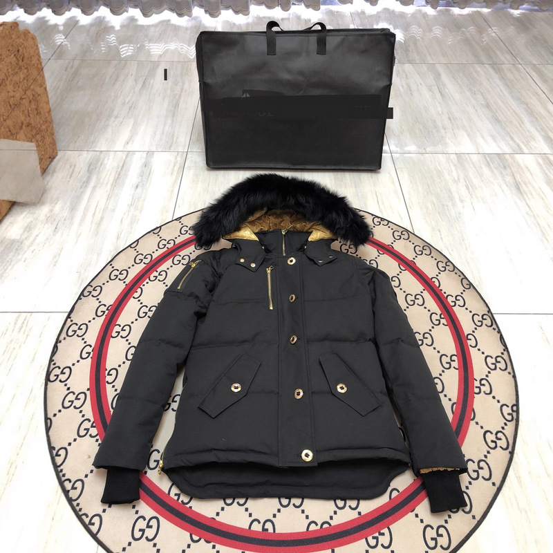 2025 Men's and Women's Hooded down Parka Jacket with Gold Label and Gold Zipper