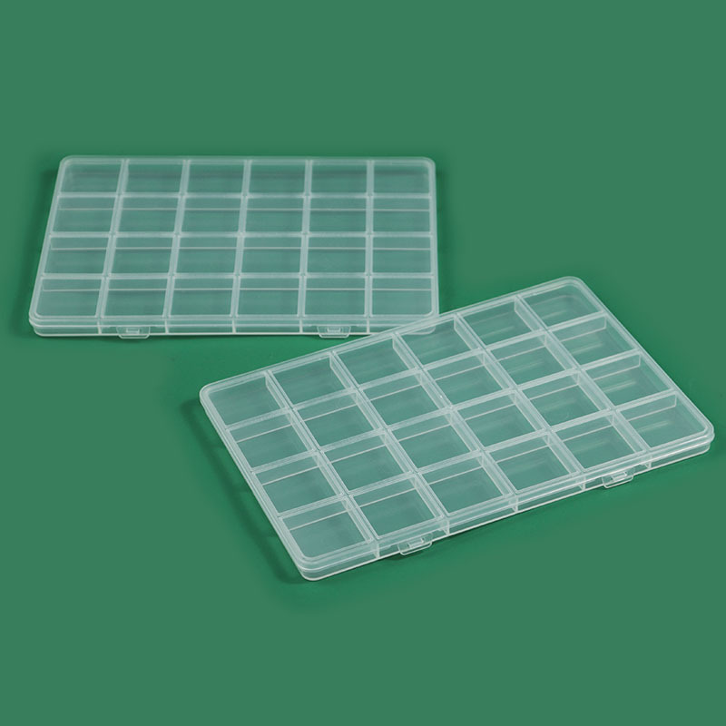 亚马逊扁平软陶片塑料盒低固定24格收纳盒皮筋串珠塑料盒首饰盒子