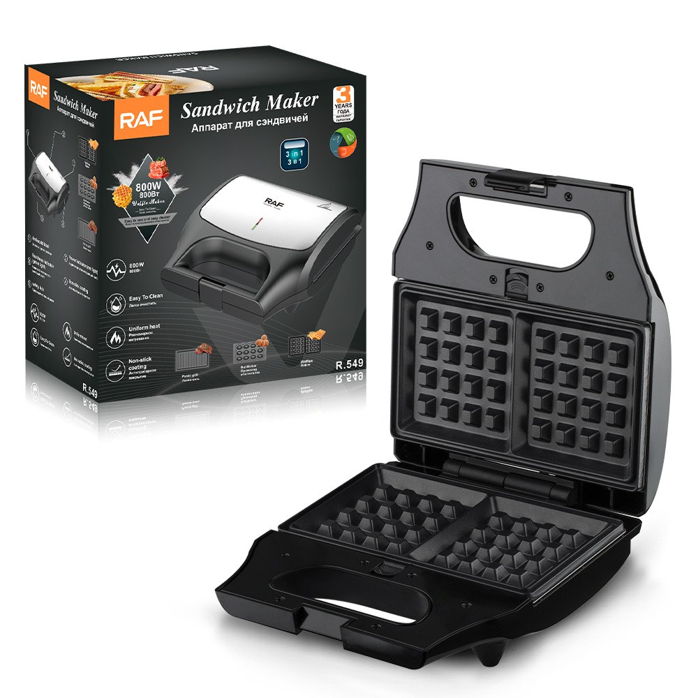 RAF European standard cross-border sand household multifunctional three in one waffle maker, breakfast hine, portable_voghion.com