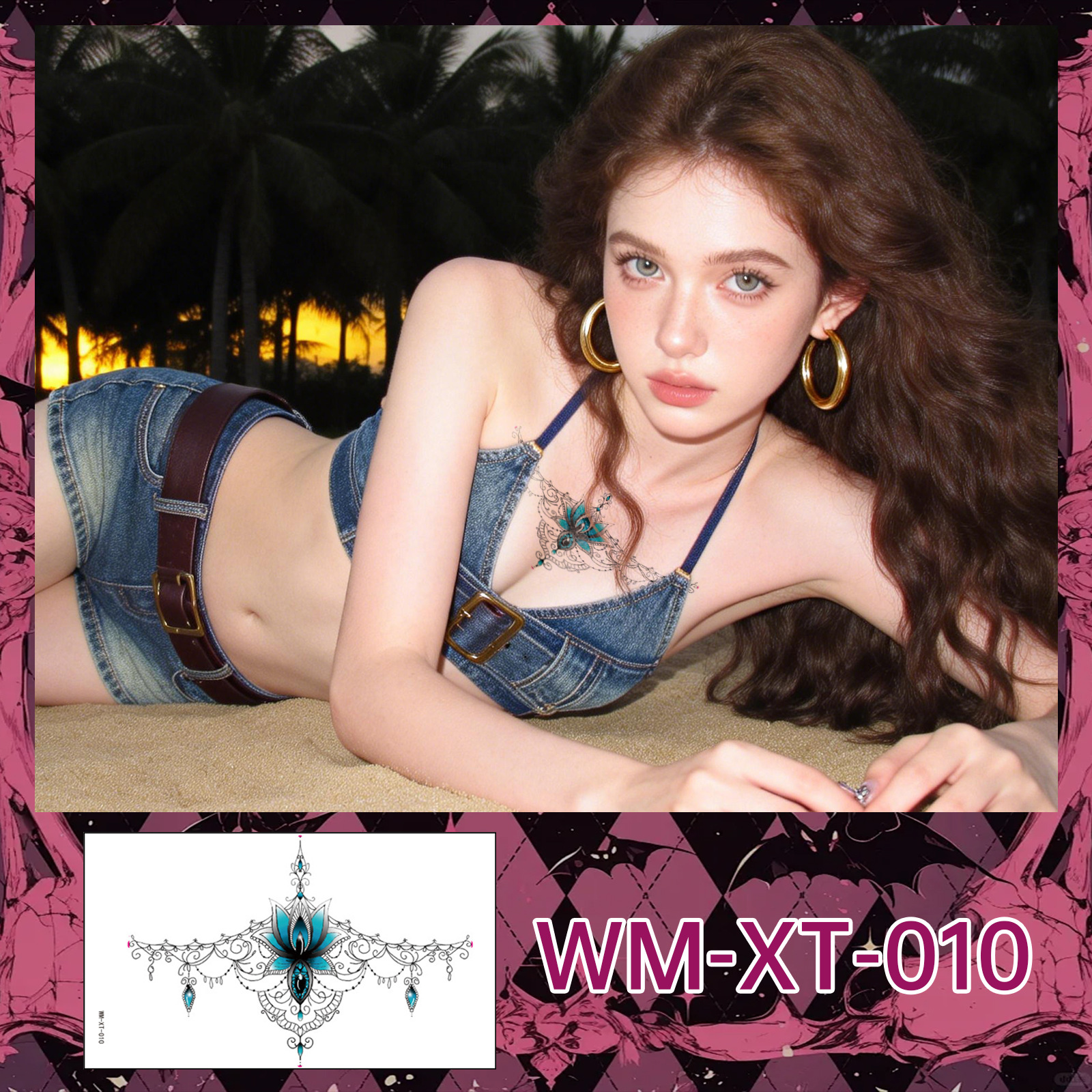 WM-XT-010 de tatouage de la clavicule thoracique / 240*138mm