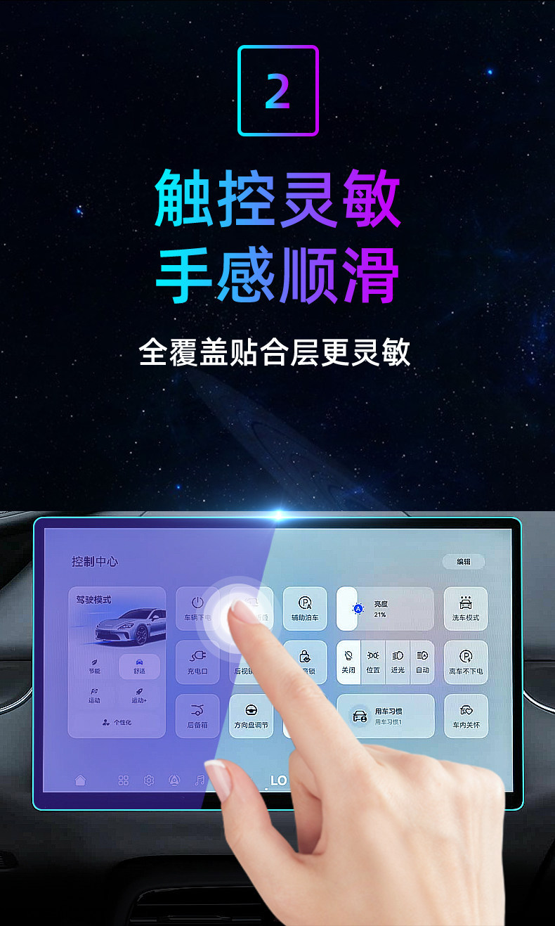 Suitable for 26 models of Qijing GT7 central control tempered film, car navigation screen protector, display screen protective film, dashboard