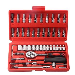 Car 46-Piece Set of Hexagonal Socket Tool Combination Xiaofei Quick Ratchet Wrench Set Household Tool Box