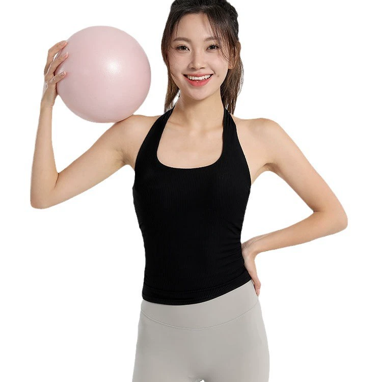 Yoga clothing, elastic top with cups, travel sports vest, for running