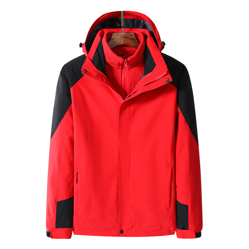 Fábrica directa al aire libre tres en uno vestir de asalto otoño y invierno para hombres y mujeres a prueba de viento a prueba de agua desmontable chaqueta de calor interior