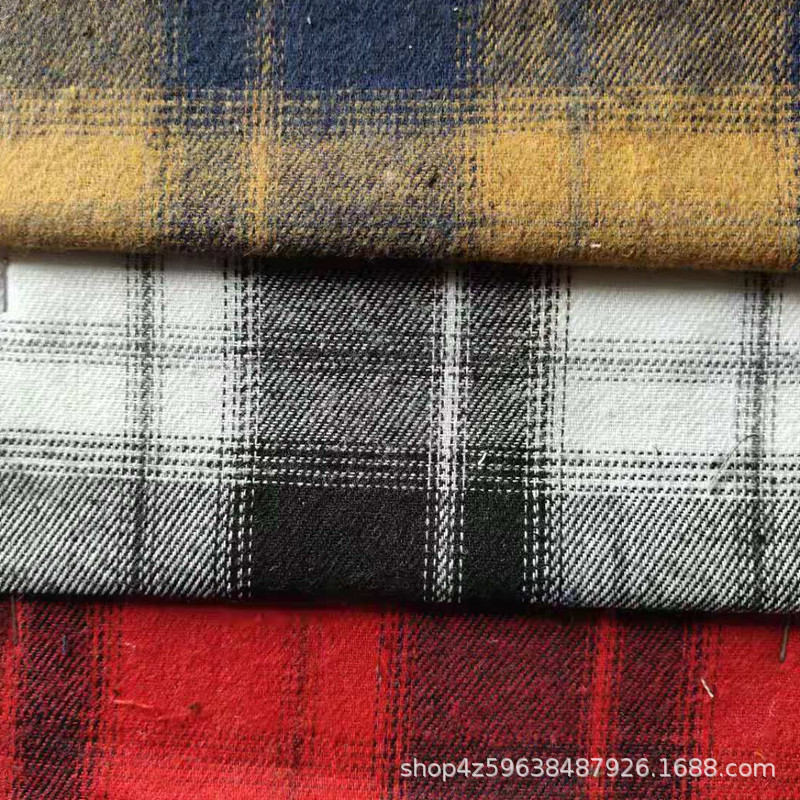 春季21支磨毛格子面料 涤棉男女款衬衫适合 涤棉布法兰绒格子布料