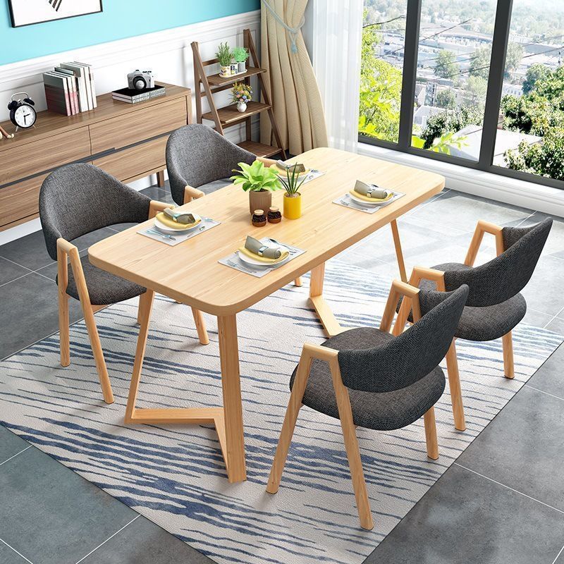 Mesa de comedor nórdica, mesa de comedor rectangular moderna y simple para casa pequeña