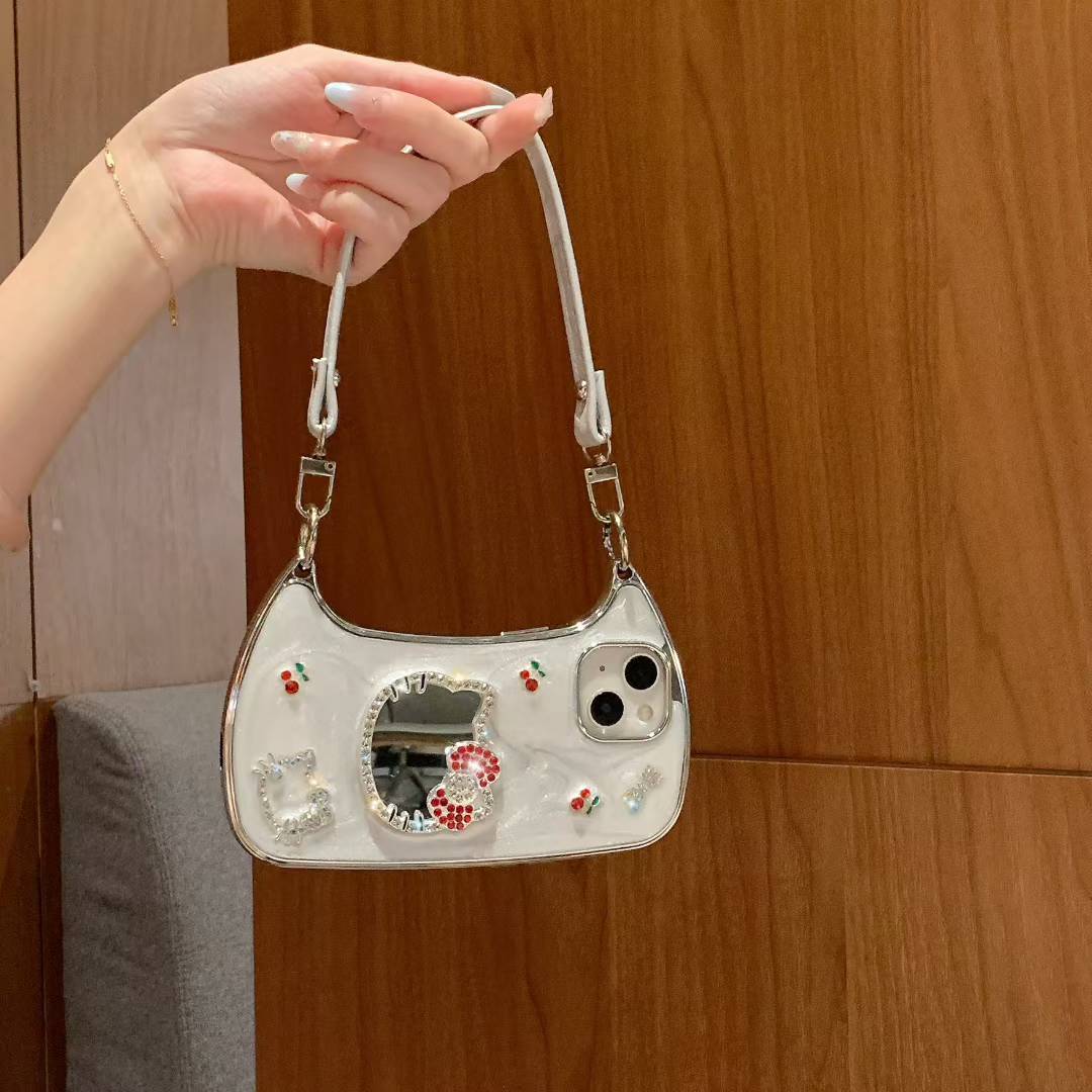 Nueva chica ins Cherry kt espejo portátil 15ProMax funda para teléfono móvil para iPhone16 Apple 14/13