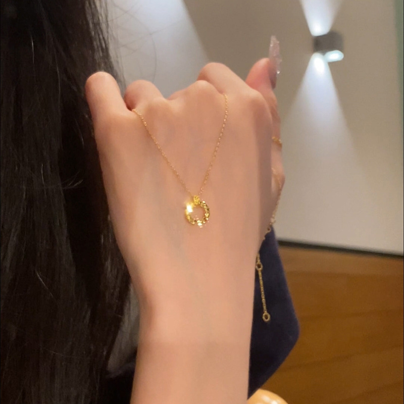 超闪碎冰冰圆圈项链女网红颈链简约几何时尚锁骨链抖音小红书代发|undefined