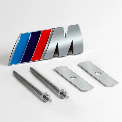 Suitable for Bmw m Standard Modification Center Grille Standard Car Center Grille Standard 156 Series 7 Series X1356M Labeling Tail Mark Modification (Body sticker) - blue-and-red-with-silver-background-zhongwang-standard-with-screws