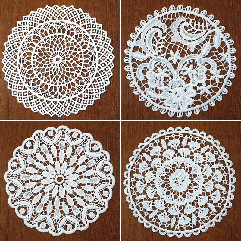 New Outlet Round Lace Cloth Sticker Lolita Skirt Accessories Ding Sticker Rose Embroidery DIY Handmade Lace Accessories