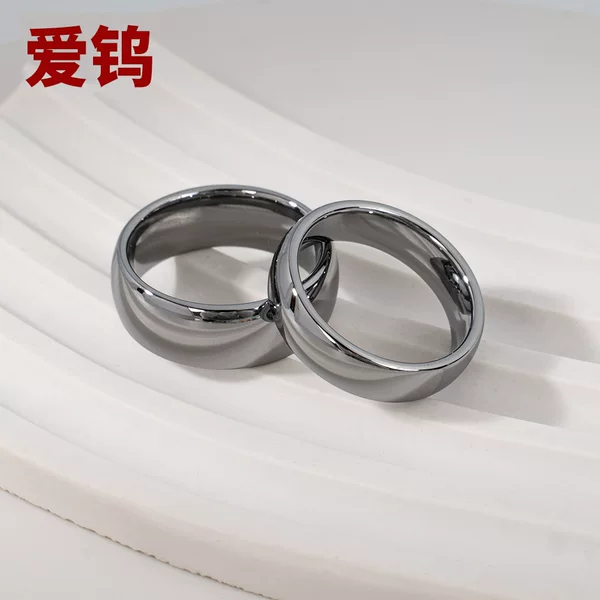 European and American Niche Tungsten Steel Couple Rings with a Simple Plain Band Design, Popular Cross-Border Jewelry Wholesale