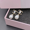 Earrings from pearl, advanced retro silver needle, Chanel style, silver 925 sample, internet celebrity, city style, high-quality style, light luxury style