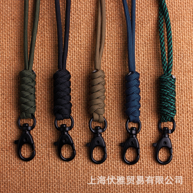 Z02 suministro de fábrica cuerda paraguas tejida hebilla de metal hebilla giratoria clave cuerda halter certificado tarjeta de fábrica cordón